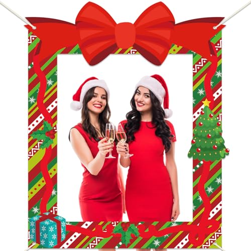 Christmas Party Decorations Bowknot Gift Box Photo Booth Props Christmas Tree Party Photo Booth Xmas Holiday Theme Party Backdrop Supplies for Merry Christmas Holiday Xmas Eve Birthday Party Decor by Naozinebi - Used condition - US$6.04