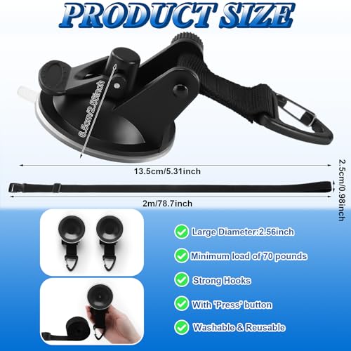 GliCraft 2 Sets Boat Tube Keeper 1-4 Riders Towable Tubes 7 ft Adjustable Straps with Quick Lock Buckles Suction Cup Hook Tow Ropes for Floating Boat Watersports Accessories