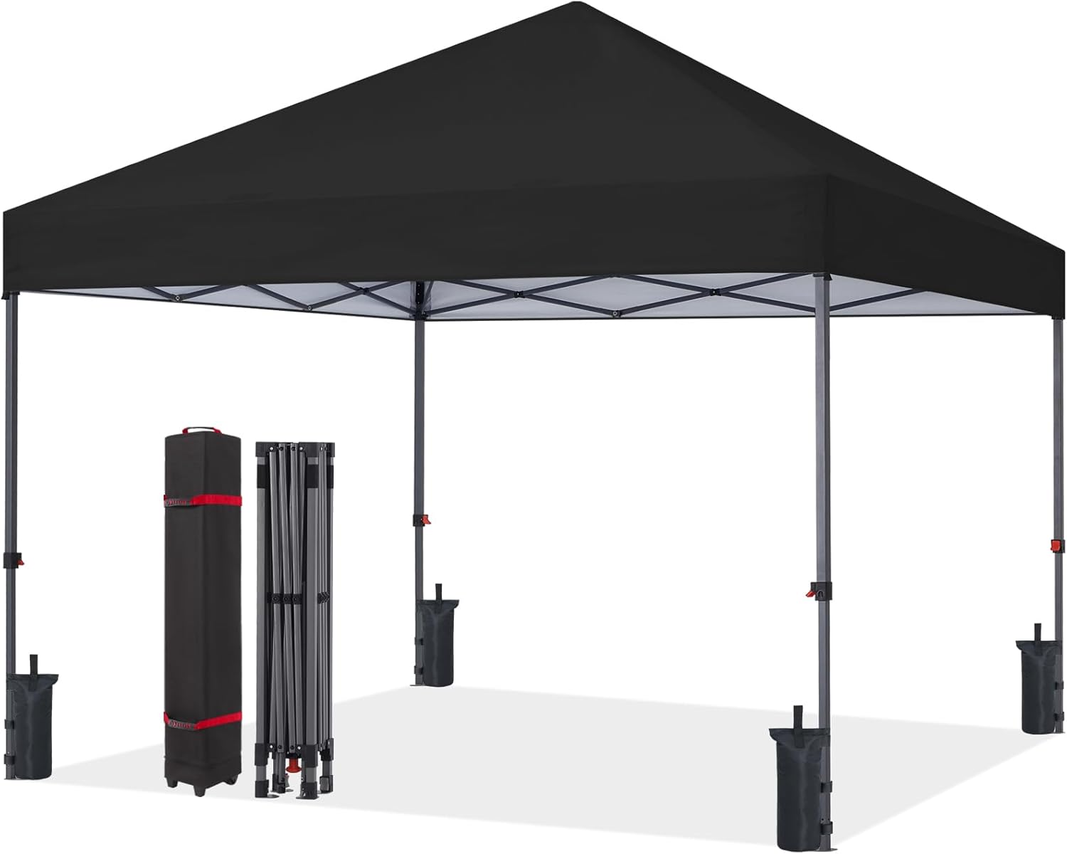 10x10 Pop Up Canopy - Beach Tent with One Push Setup,White Black 10x10 with One Push Setup