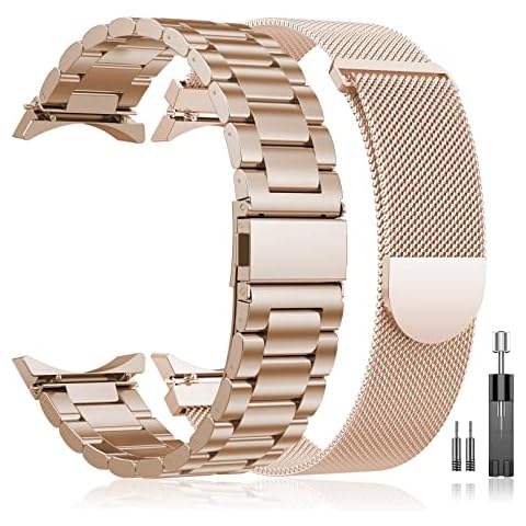 EverAct 20mm No Gap Mesh Band+Stainless Steel Metal Strap for Men Women, Compatible withGalaxy Watch 7 6 5 4 FE Band 40mm 44mm, Galaxy Watch 6 4 Classic Band, Galaxy Watch 5 Band Pro 45mm Cover
