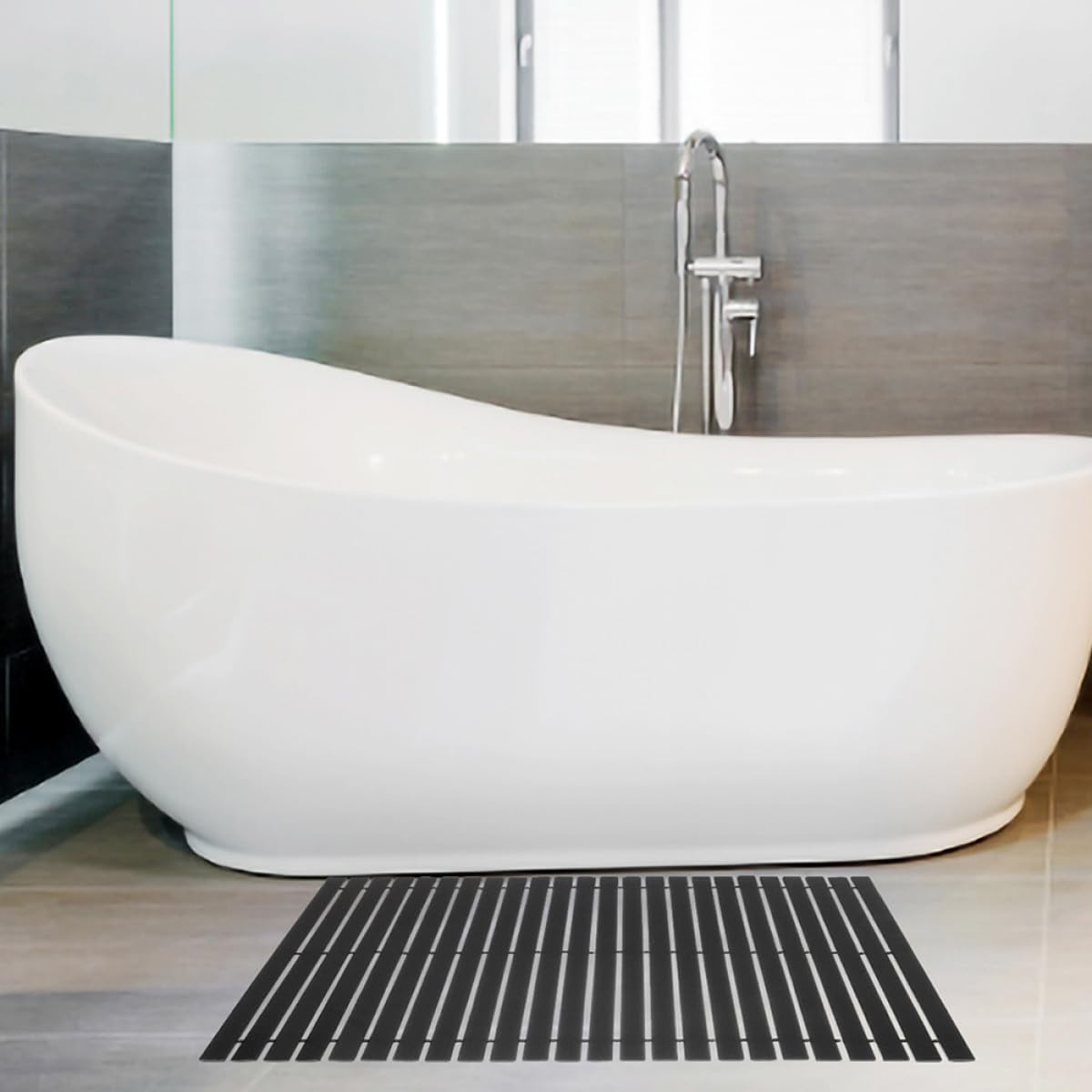 Holibanna Tappetino Antiscivolo in Bambù 50X70 CM, Cuscino Resistente per Pavimento Bagno e Doccia, per Uso Domestico e Hotel