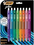 BIC Gelocity Original Smooth Writing Gel Pen with 0.7 mm Point, Retractable Design, 8-Count in Assorted Colours