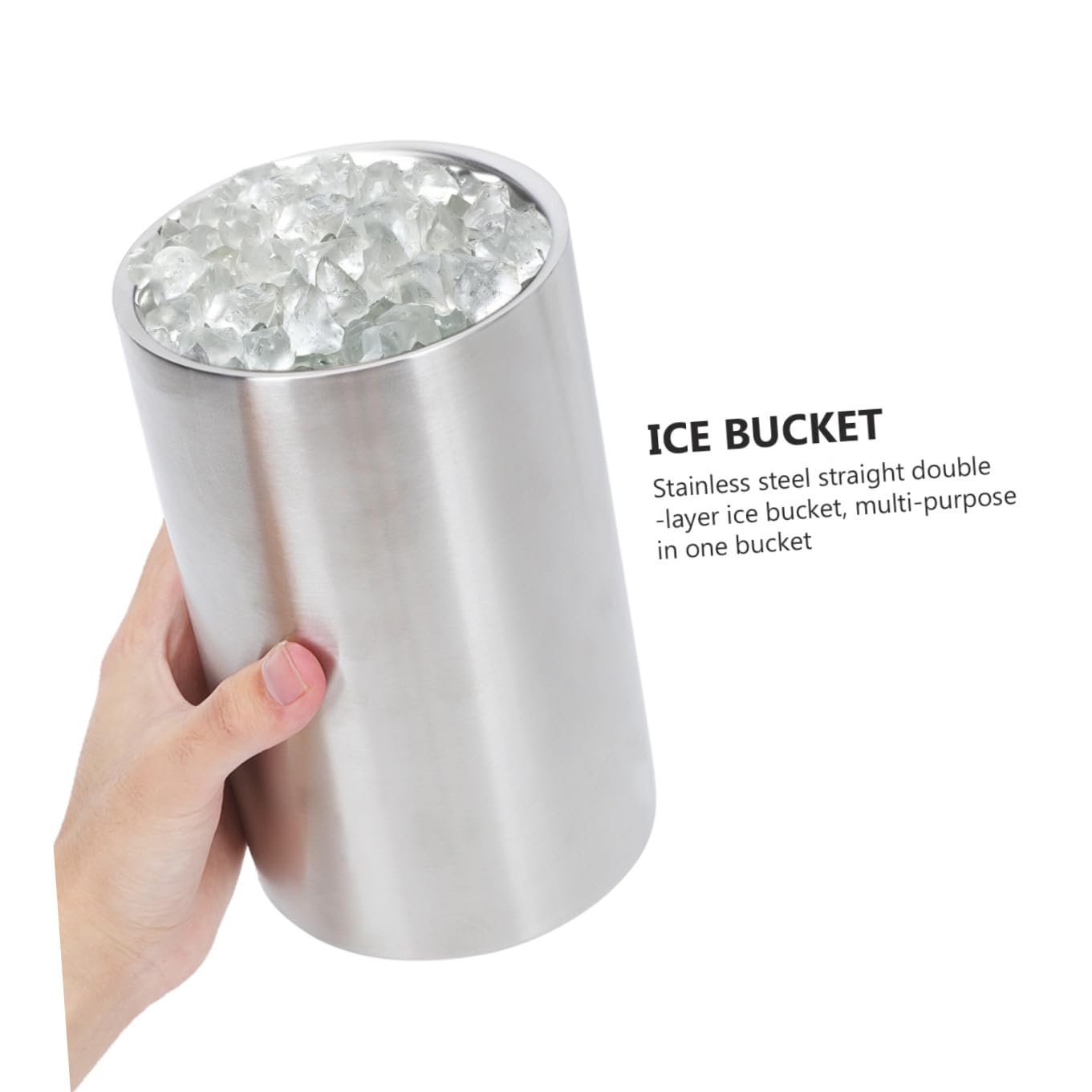 Cabilock 1 Pc Hielera Recta De Doble Capa Cubo Enfriador De Vino Cubos De Bebidas De Cerveza Cubo De Hielo Botellas De Vino Cubo De Champán Gabinete del Vino Acero Inoxidable Cuerpo Recto