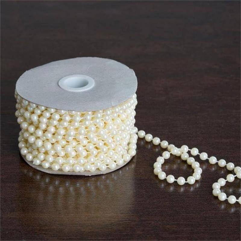 Efavormart 12 Yards 6mm Ivory Faux Pearl Beads on String - Round Pearl Garland for Wedding Decor, Jewelry Making and DIY Crafting Supplies