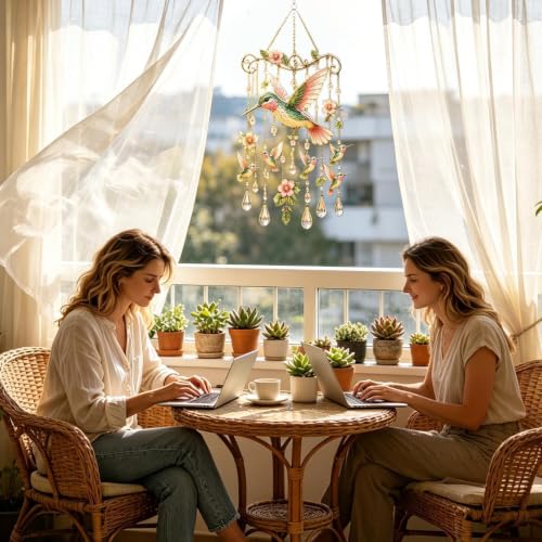 Campanas de viento de colibrí metálico, el regalo ideal para amantes del jardín y terrazas 8