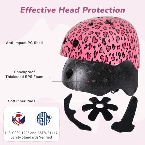 Image of Kids Bike Helmet for Girls 3-5 /5-8 /8-14, Adjustable Helmet with DIY Cat Ears, Cute Toddler Youth Helmets for Skateboard Scooter Cycling Roller Skating
