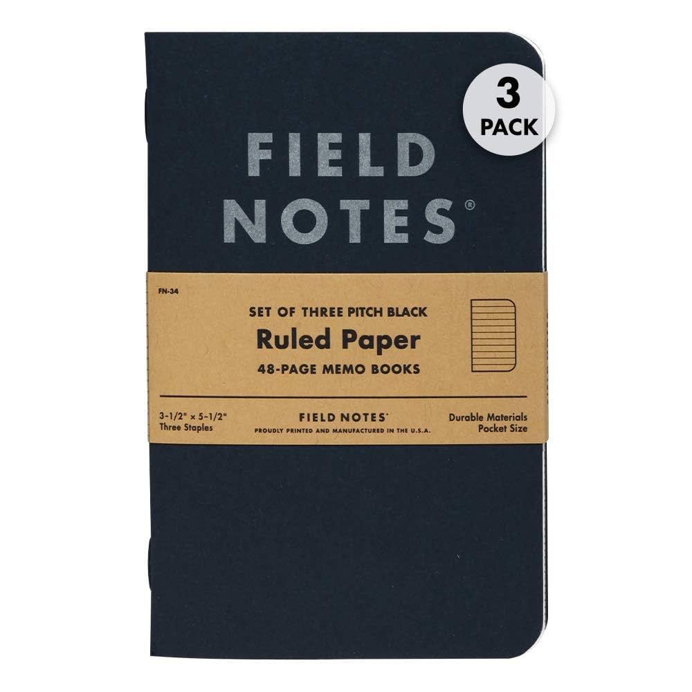 Amazon | Field Notes ピッチブラックノートブック 3冊パック S