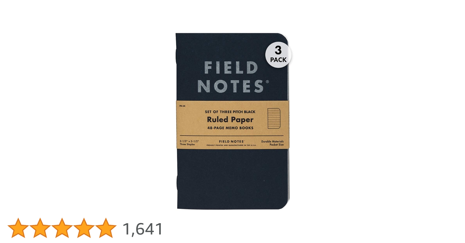 Amazon | Field Notes ピッチブラックノートブック 3冊パック S
