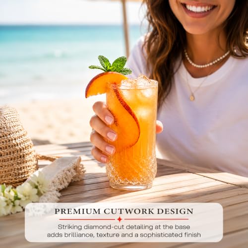 Image of CELLO Amore Hi-Ball Glass Set of 6 Pcs 265 ml, Transparent | Freezer & Fridge Safe, Leadfree Dishwasher Safe Toughened Crystal Clear Glasses Set for Drinking Water Juice Milk Cocktail Mocktail Soda