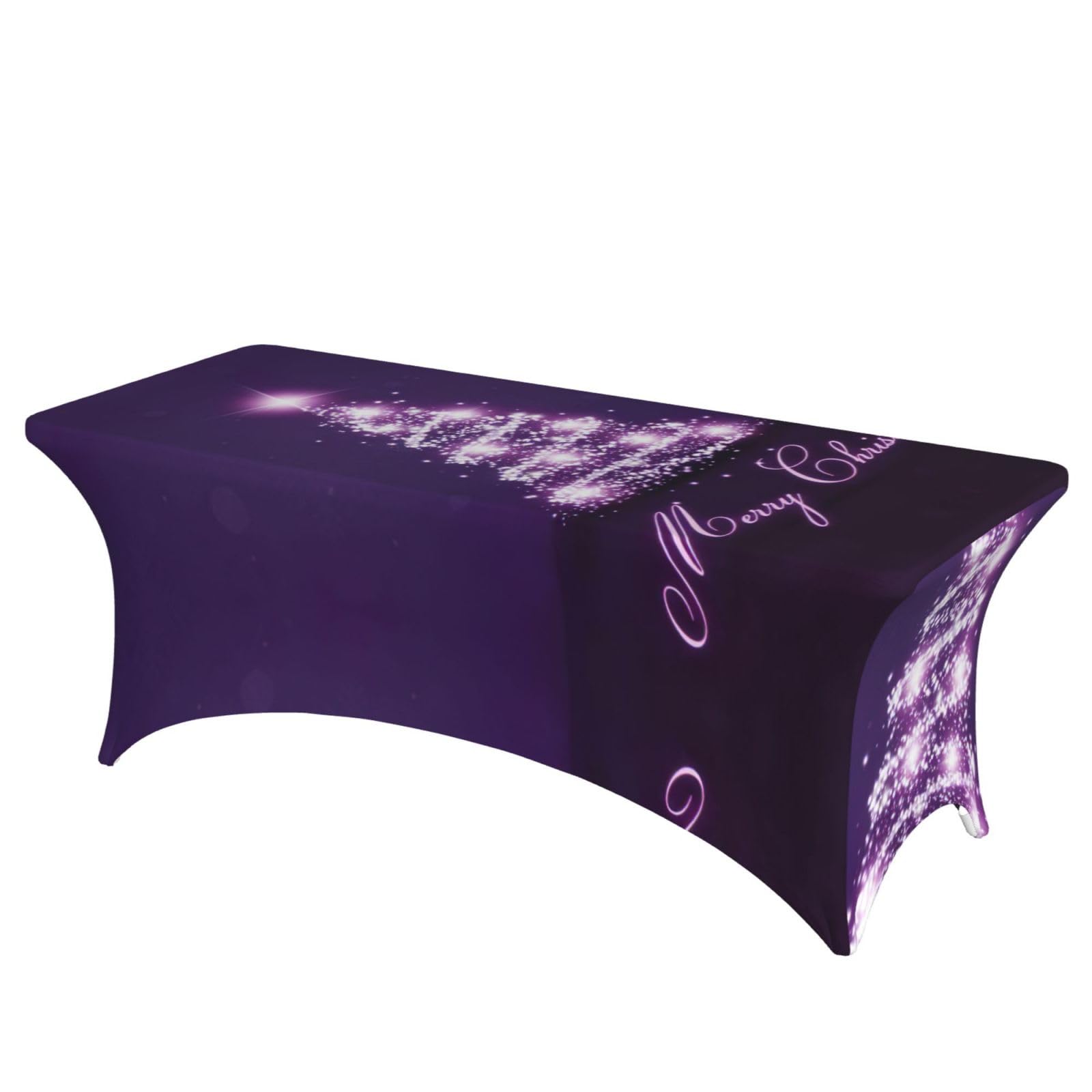 Nappe de table extensible violette de 1,8 m avec motif arbre de Noël