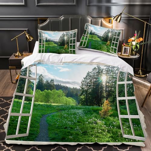 Parure de lit 220x240 forêt 3D microfibre doux 3 pièces grand confort - 2