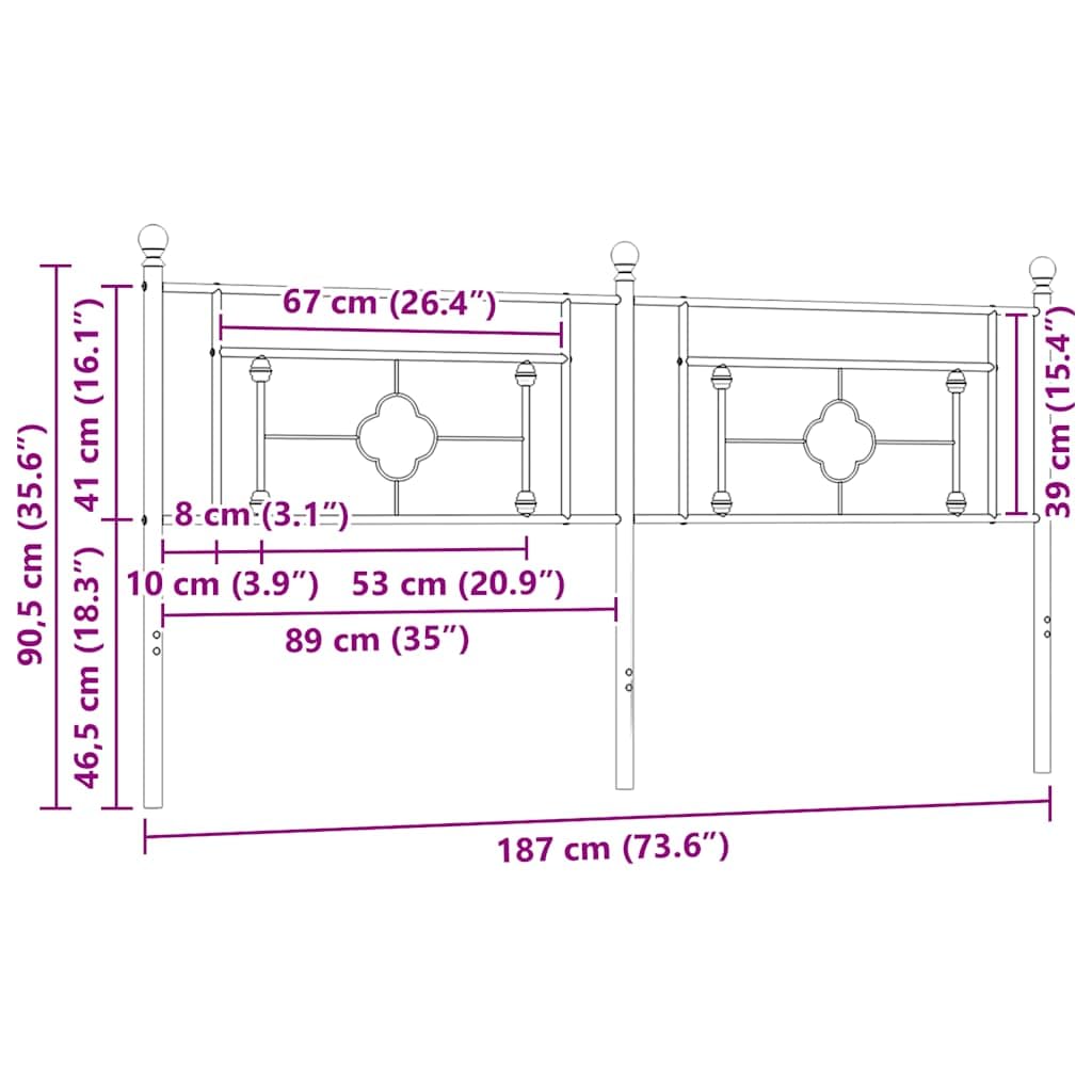 vidaXL Tête de lit de Remplacement métal Blanc 180 cm