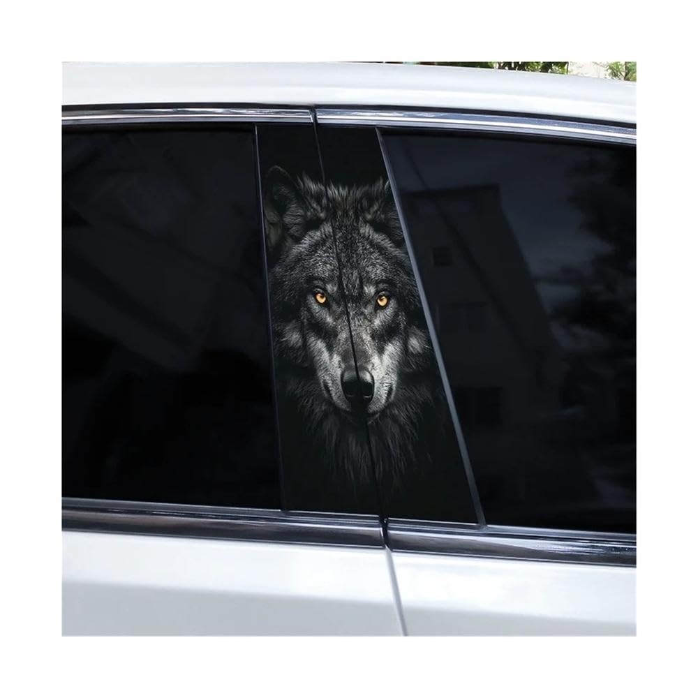Bertdcx E Wolf Yes Animal Car B-Pillar Vinyl Waterproof Sticker Car Door Pillar Decorativ Auto Parts(E)