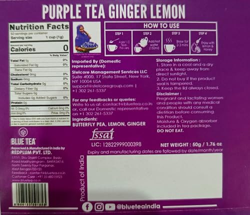 Image of BLUE TEA - Combo Pack - Blue Tea Indian Chai Masala & Purple Tea Spiced (100 Gram - 100 Cups) | FATHERS DAY GIFT | Super Anti-Oxidant | Caffeine Free Herbal Tea | Vegan - GMO-Free - caffeine-free