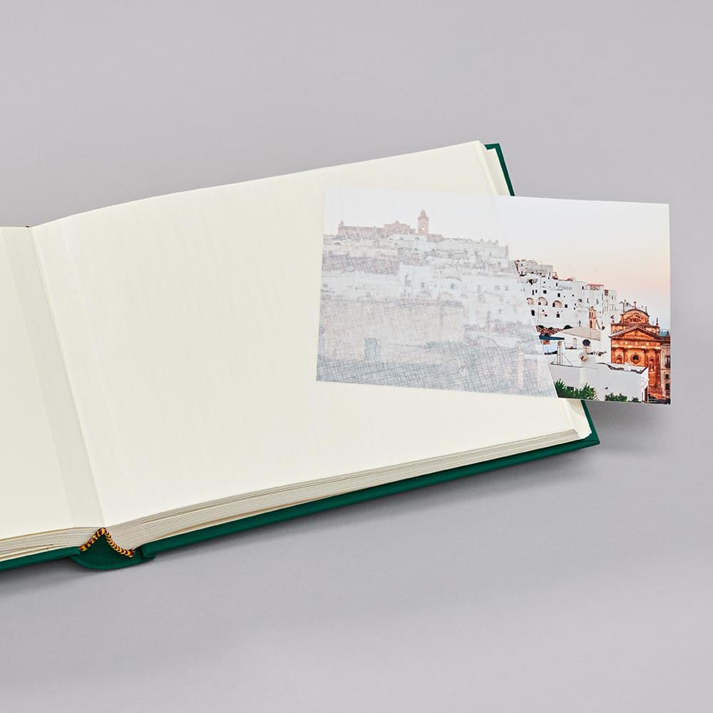 Album Fotografico Jumbo Semikolon 364061 - 30x30 Cm, 100 Pagine Color Crema, Verde Bosco, Con Carta Pergamena