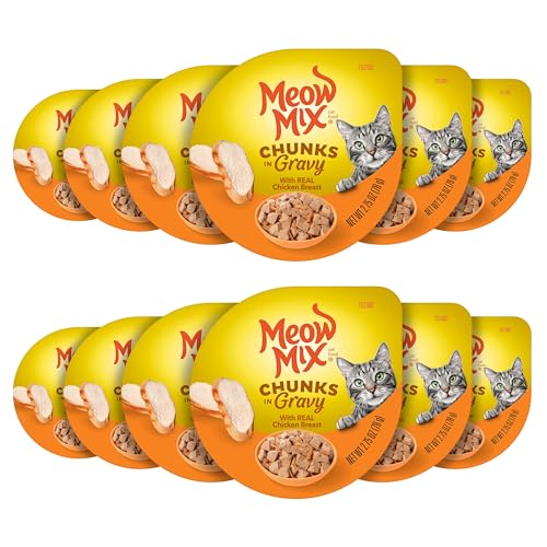 Image of Meow Mix Chunks in Gravy, Wet Cat Food with Real Chicken Breast, 12 Cups
