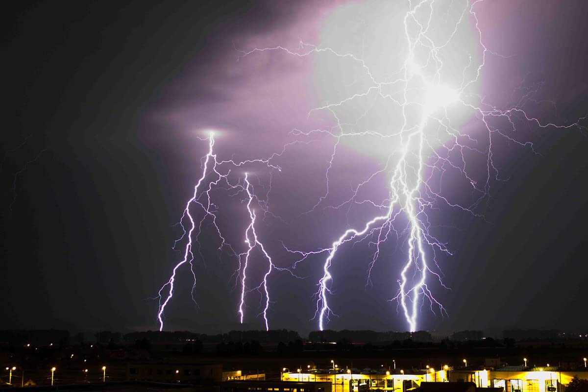 Yellow Alley Thunder Lightning Clouds Poster|Educational Poster For School, Corridors|Decorative Nature Wall Poster|1Pc
