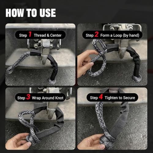 Image of BARTOO 2PCS Soft Shackles 1 /2 Inch x 22 Inch - 56,000LBS Break Strength