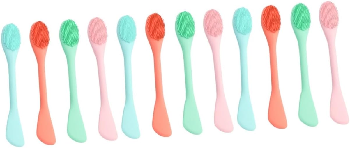 12 Stuks Siliconen Olie Voor Borstel Voor Reiniging Facial Scrubber Reinigingsborstel Cleaner Spatel Cleaner Borstel Reiniging Scrubber Facial Modder Borstel Scrubbers