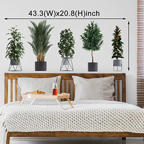 Pinenjoy Green Pot Plants Leaves Wall Decals 3D Artificial Tropical Plant Bonsai Wall Sticker 43X20Inch Removable Self-Adhesive Vinyl Pastoral Wall Murals For Bedroom Living Room Nursery Office #TOP3