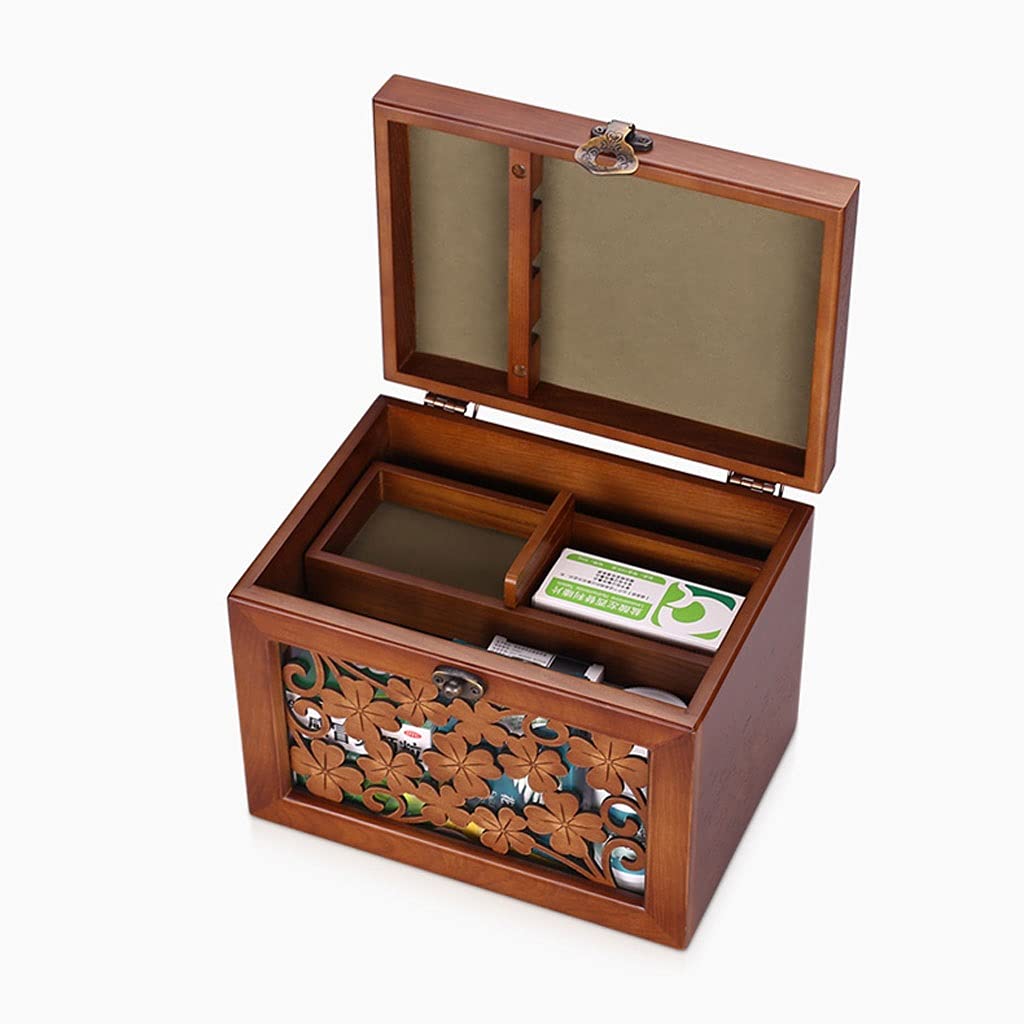 Erste Hilfe Set/Verbandskasten 9.84 Zoll Hölzerne medizinische Box Erste Hilfe Box Containerbox Tragbare Aufbewahrungsbox Familie Erste-Hilfe-Kit Retro Medizin-Box Familienmedizin Box