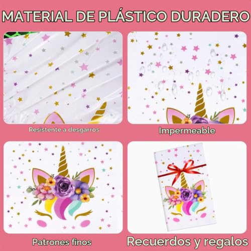 Miniatura 4 de Osdue Unicornio Rosa Mantel Fiesta Infantil, Mantel Desechable, Mantel Plastico Infantil, Mantel Plastico Desechable Mesa Comedor Rectangular 137 274cm, Decoracion Fiesta Cumpleaños Infantil