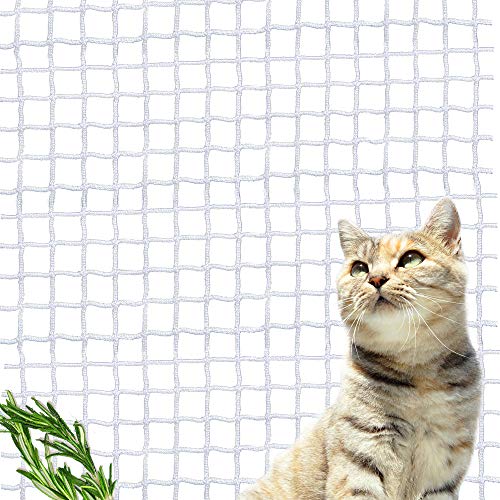 Kingt Filet de Protection Universel Filet de sécurité en Nylon pour balcons, terrasses, Portes et fenêtres Blanc 3m x 4m