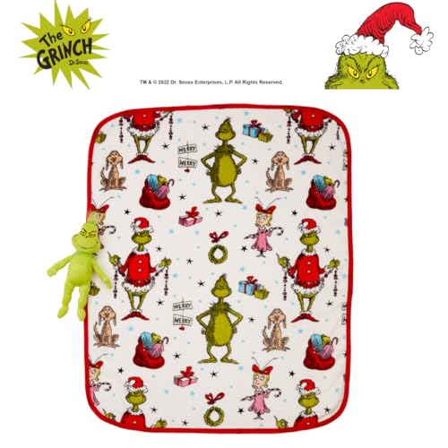 Franco Bedding Christmas Holiday Super Soft Plush Cuddle Buddy, 101.6 cm x 127.0 cm, Grinch & Max Th