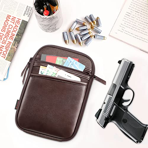 Finpac Concealed Carry Gun Pouch, Soft Pistol Case Fanny Pack Waist Belt Firearm Bag With Holster For Handgun, Air Gun, Men, Women (Brown) #TOP6