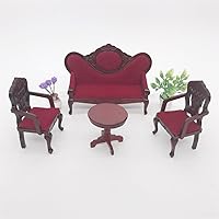 Vista 9 de HEMOTON Elegante mini sofá de la casa escala 1:12 juego de muebles en miniatura para la sala de estar de la casa de muñecas