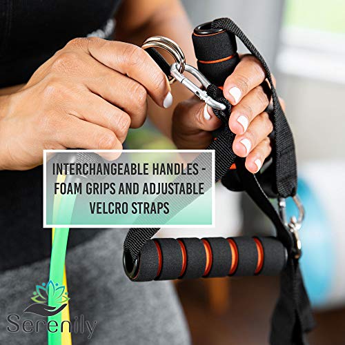 Serenily 11Pc Resistance Bands Set - Exercise Bands For Resistance Training With Carry Bag. Resistance Band Door Anchor System - Elastic Home Workout Equipment- Fitness Bands For Legs For Women & Men #TOP3