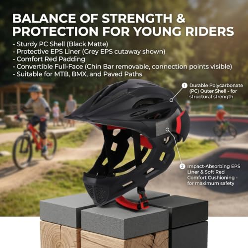 Casco integral para niños con luz LED y red integrada para bici 3