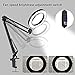 Magnifying Glass with Light and Stand, 3 Color Modes Stepless Dimmable, 5-Diopter Glass Lens, Adjustable Swivel Arm, LED Magnifier Desk Lamp for Close Work, Repair, Crafts, Reading - Long