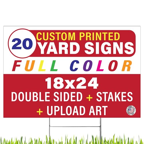Personalized 18x24' Yard Signs, Double Sided Printing, Metal Stake Included, by Legit Fast Printing...