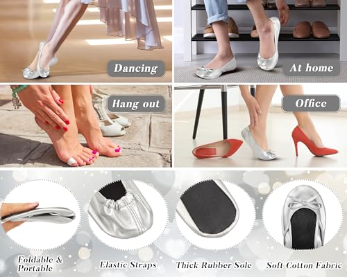 Jecery 6 pares de flats plegables para invitados de bodas con bolsas de almacenamiento miniatura 4