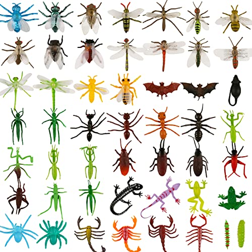 100 Pcs Realistic Mini Bugs Toy, Plastic Insects Figurines For Kid Children Toddler, Fake Play Bug For Insect Themed Garden Party, Halloween Goody Bag Filler, Christmas Stocking Stuffers, Cake Topper #TOP2