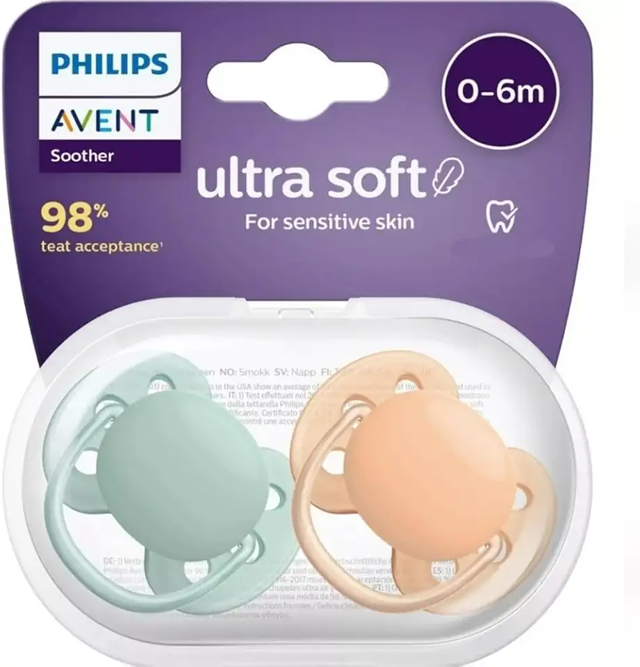 CHUPETA ULTRA SOFT DUPLA LISA 0-6 M VERDE E LARANJA