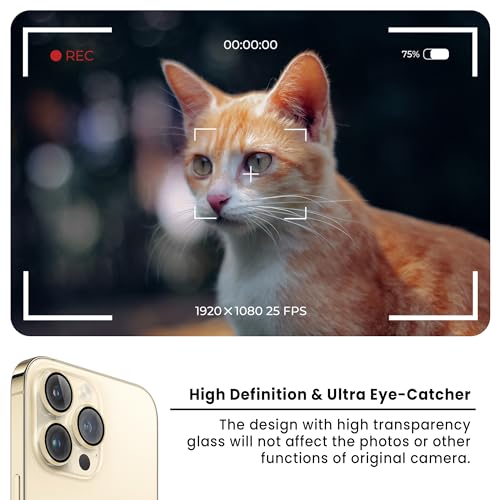 Image of ArmourPro Premium Camera Lens Protector Tempered Glass Compatible For iPhone 14 Pro Max and iPhone 14 Pro Tough HD Individual Aluminum Alloy Rings 9H Camera Cover , Scratch-Resistant,Camera Lens Protection| Gold