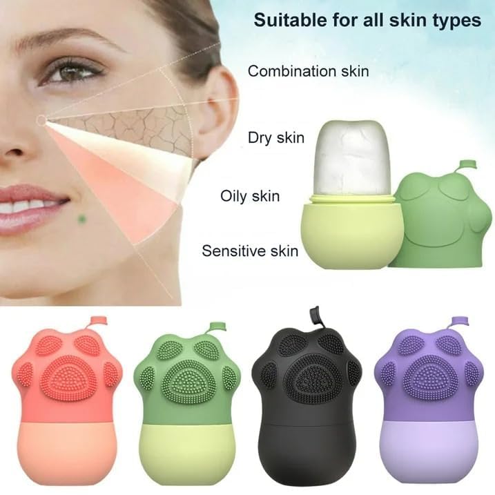 Image of MARKWELL Ice Roller for Face with Silicone Scrubber, 2-in-1 Facial Ice Roller & Face Massager for Puffy Eyes, Dark Circles & Skin Tightening, Reusable, Leak-Proof, BPA-Free, for Men & Women(Green)