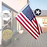 Quarut House Flag Pole Kit,Including 6Ft Stainless Steel Flag Pole,Heavy Duty Nylon 3x5 Ft American Flag,Aluminum Alloy Rings and Bracket.Wall Mounted Flagpole Set for Residential Commercial（Silvery）