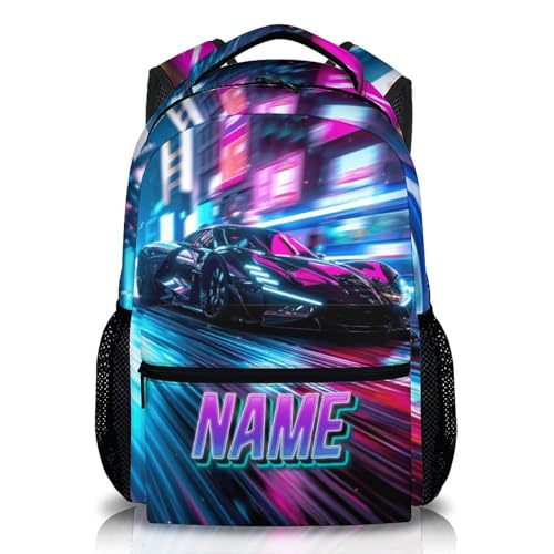 Cars Backpack, Personalized Backpack for Boys, Racing Car Backpacks, Kids Back to School Supplies, Cool Bookbags for Kids 6-8, Bookbag for School Travel Elementary Primary
