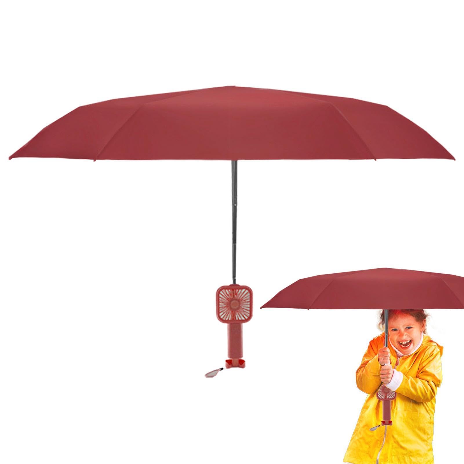 Parapluie ventilateur à poignée ergonomique anti-UV et rechargeable