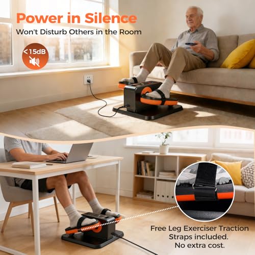 Image of ESL Under Desk Elliptical, Electric Elliptical Leg Exerciser for Seniors | 12 Speed Adjustable, Quiet Elliptical Exercise Machine with Remote, Seated Pedal Exerciser with Strap, Portable