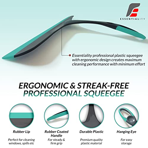 Essentiality Multipurpose Window Squeegee with 2 Strong Suction Hooks, Shower squeegees for Kitchen Bathroom, Mirrors - Image 3