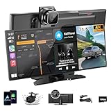 Largest 11.5 inch Wireless CarPlay Screen for Car, A-pple CarPlay & Android Auto HD Touchscreen with 4K Dash Cam/1080P Backup Camera/Navigation/Bluetooth/Voice Control/FM/Mirror Link,for All Vehicles