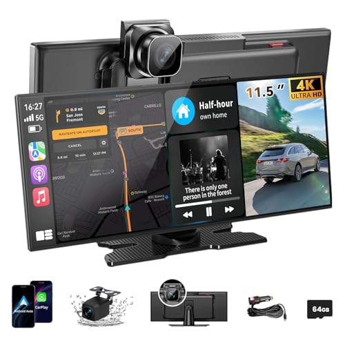 Largest 11.5 inch Wireless CarPlay Screen for Car, A-pple CarPlay & Android Auto...
