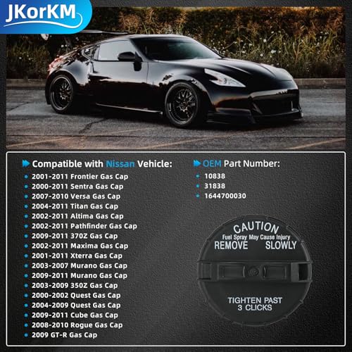 Image of 10838 Fuel Cap,31838 Gas Cap Compatible For 2001-2011 Nissan Frontier 2011 Juke 2008-2011 Rogue 2002-2011 Maxima 2000-2011 Sentra 2002-2011 Altima 2004-2011 Titan 2005-2011 Armada 1644700030