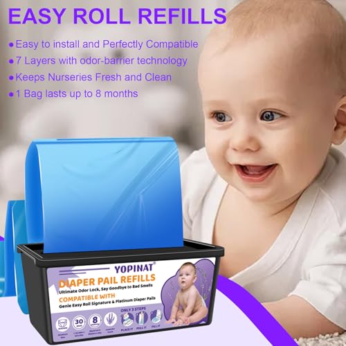 Diaper Easy Roll Refill Bags 2 Pack | 60 Lavender Scented Diaper Pail Refills | Holds Up to 2800 Newborn Diapers | Superior Odor Control | Compatible with Genie Easy Roll Signature & Platinum Pails - Thumbnail 5
