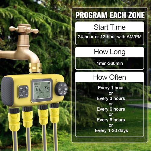 Timer de l'eau de sortie 4 zones SEAFRONT pour irrigation de pelouse - 7