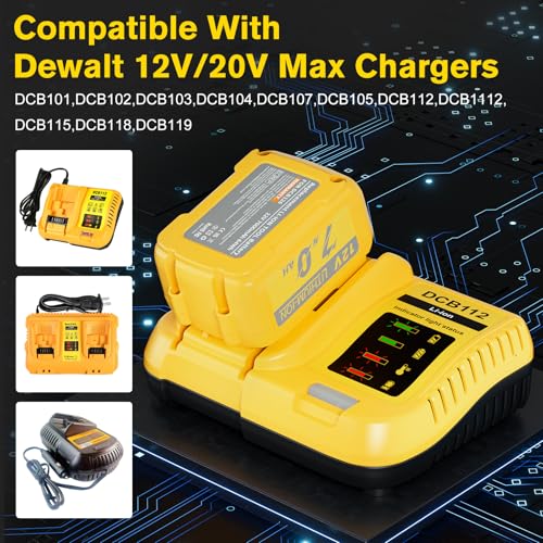 Image of Upgraded 2Pack 7.0Ah DCB120 Battery Replacement for Dewalt 12V Lithium-ion Battery Compatible with 12 Volt Max DCB120 DCB121 DCB123 DCB127 DCB122 DCB124 Cordless Power Tools